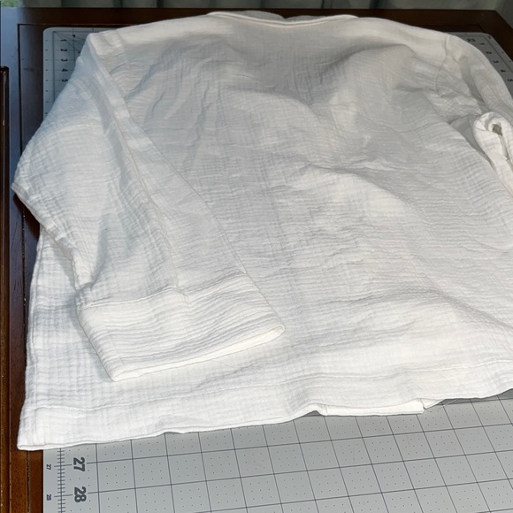 Jenni Kayne Crinkled Gauzy White Button-Down Shirt Large - Picture 10 of 10